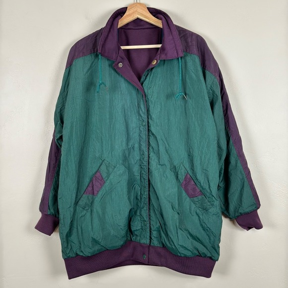 Vintage Be In The Current Seen Women 90s Y2K Reversible Multicolor Jacket Sz O/S - Picture 6 of 10